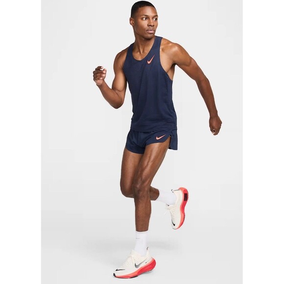 NWT Nike AeroSwift Men's Dri-FIT ADV Running Singlet FN4231-451 BLUE/ORANGE Sz S - Picture 4 of 4